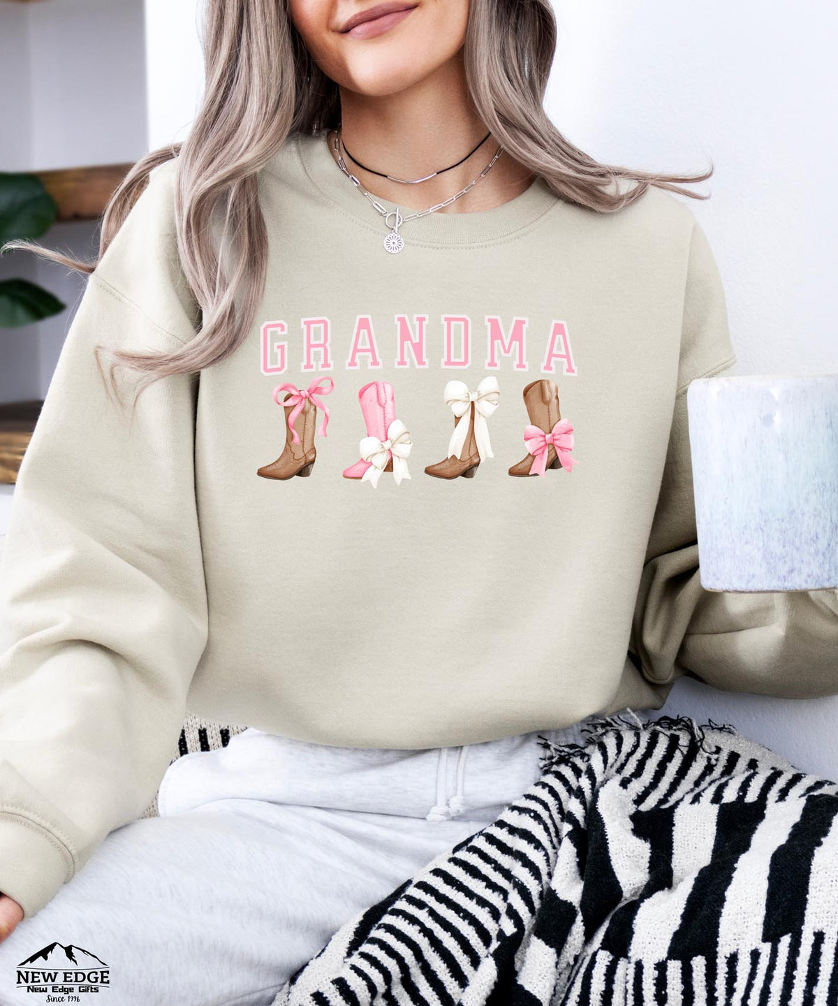 Grandma Christmas Sweatshirt with Bow | Cozy Holiday Crewneck for Grandmas | Festive Seasonal Pullover