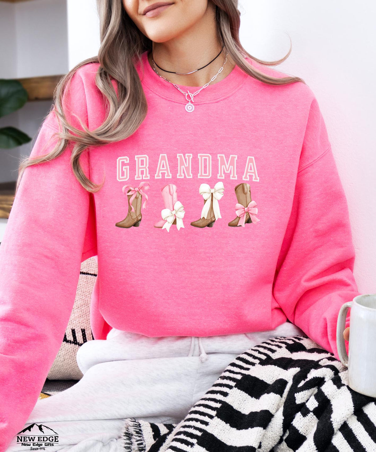 Grandma Christmas Sweatshirt with Bow | Cozy Holiday Crewneck for Grandmas | Festive Seasonal Pullover