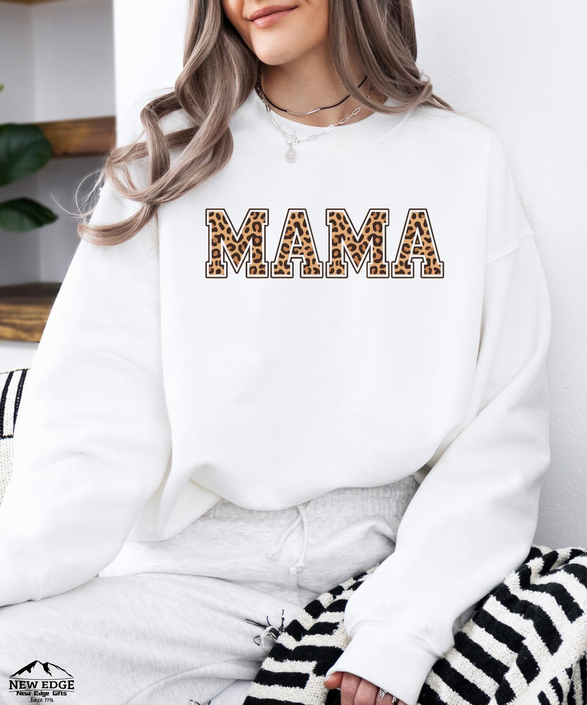 Mama Leopard Sweatshirt | Cozy Animal Print Crewneck for Moms | Trendy Graphic Pullover