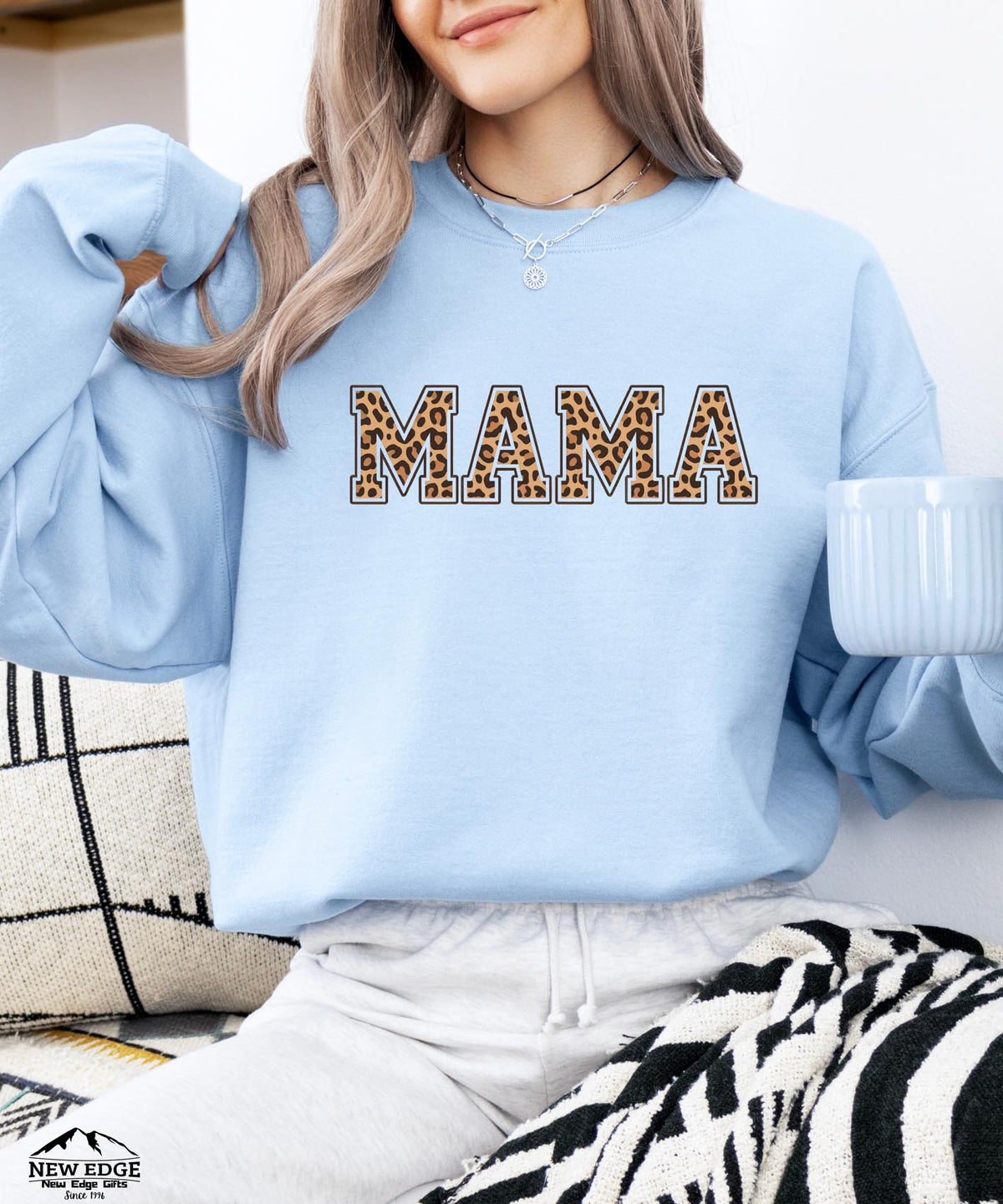 Mama Leopard Sweatshirt | Cozy Animal Print Crewneck for Moms | Trendy Graphic Pullover