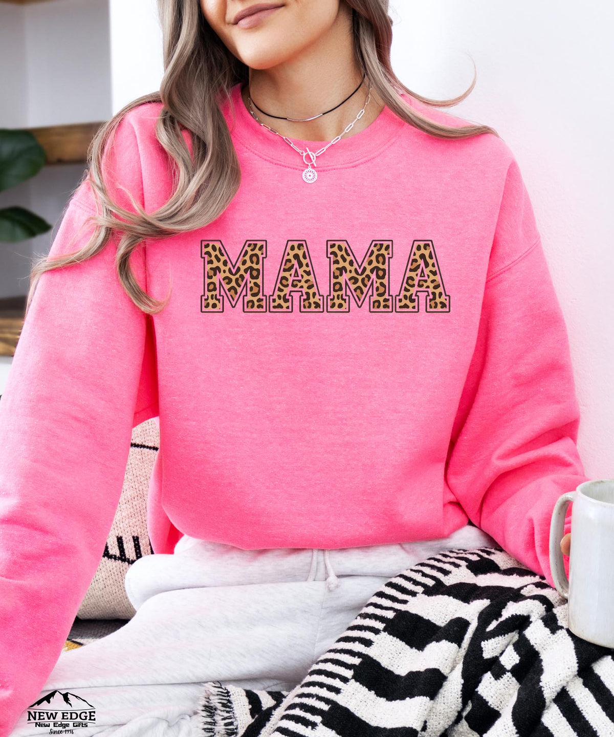 Mama Leopard Sweatshirt | Cozy Animal Print Crewneck for Moms | Trendy Graphic Pullover