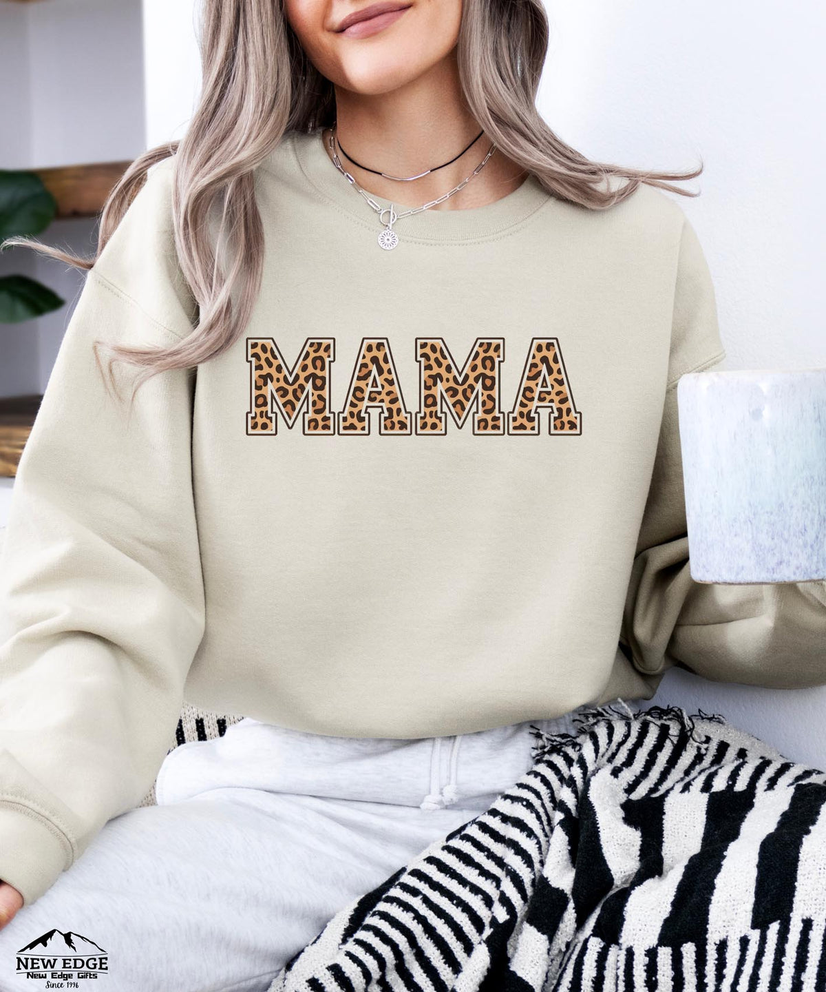 Mama Leopard Sweatshirt | Cozy Animal Print Crewneck for Moms | Trendy Graphic Pullover