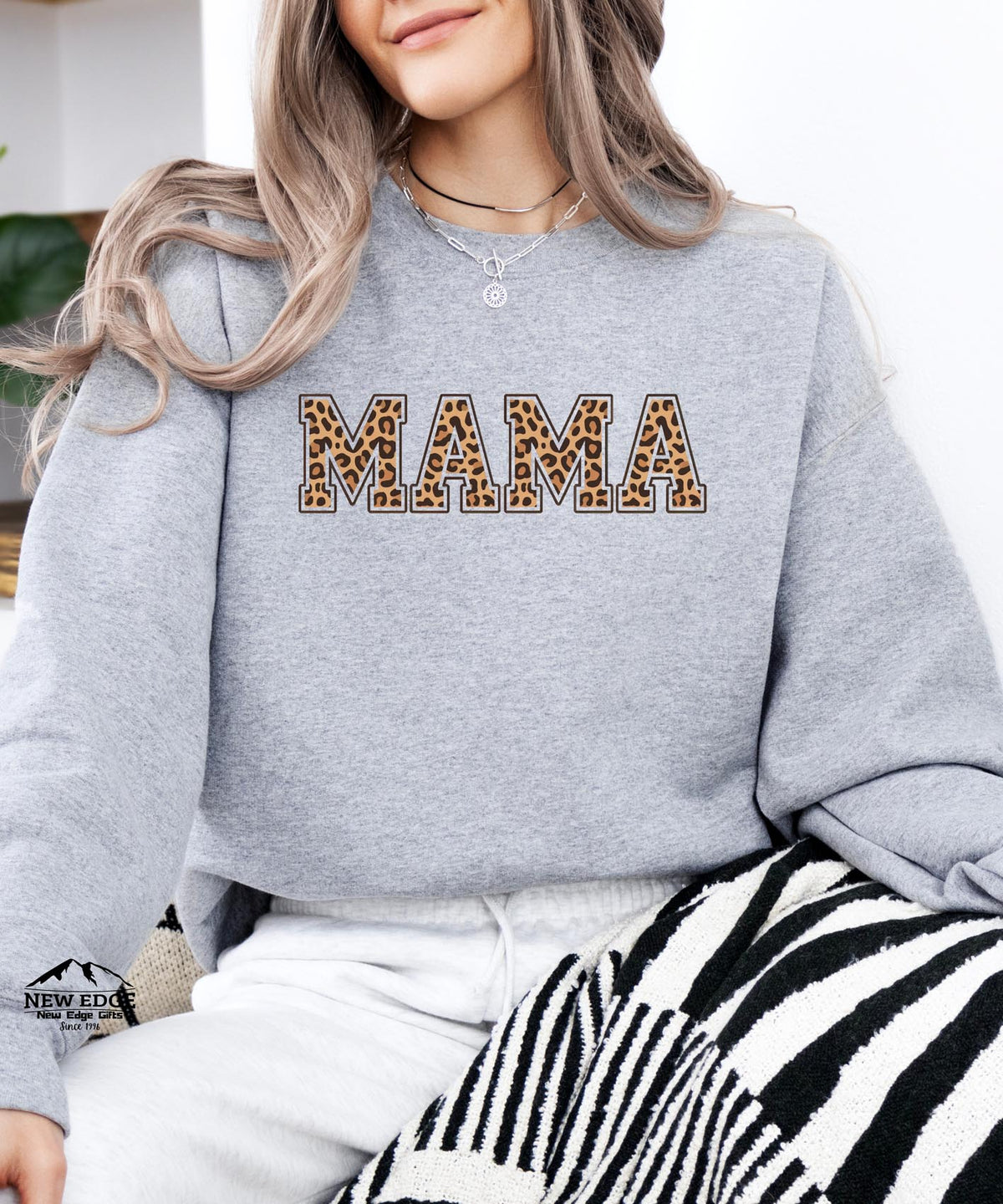 Mama Leopard Sweatshirt | Cozy Animal Print Crewneck for Moms | Trendy Graphic Pullover