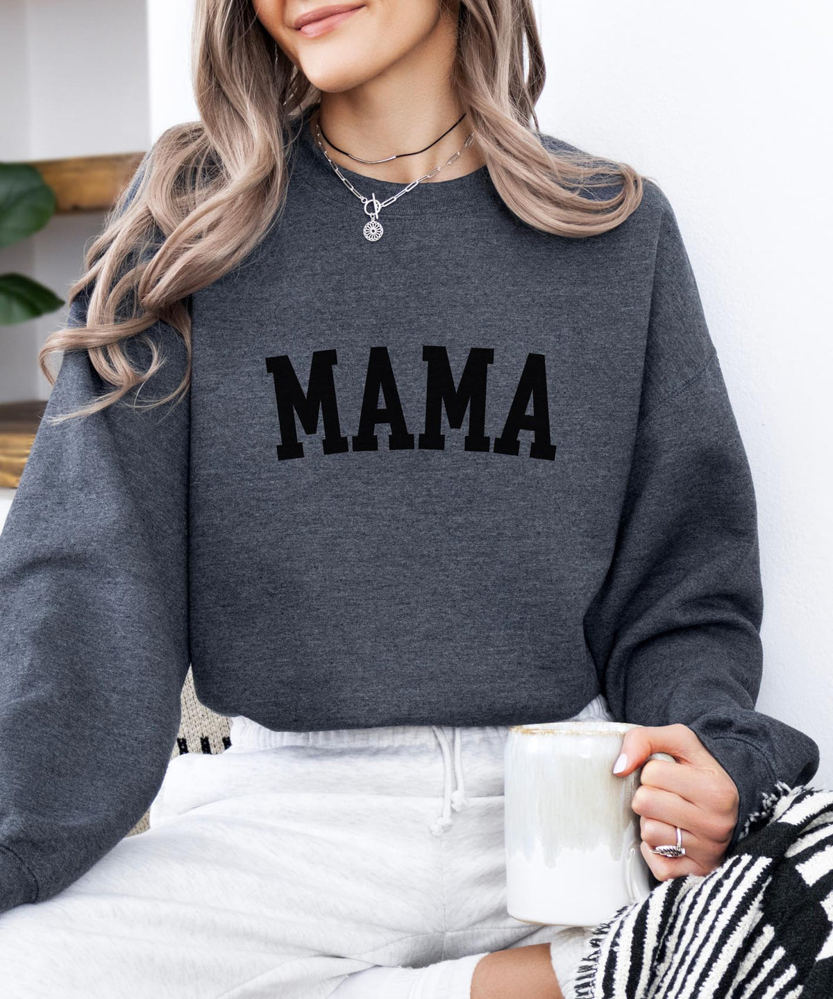Mama Black Text Sweatshirt | Minimalist Mom Crewneck | Cozy Everyday Pullover for Moms