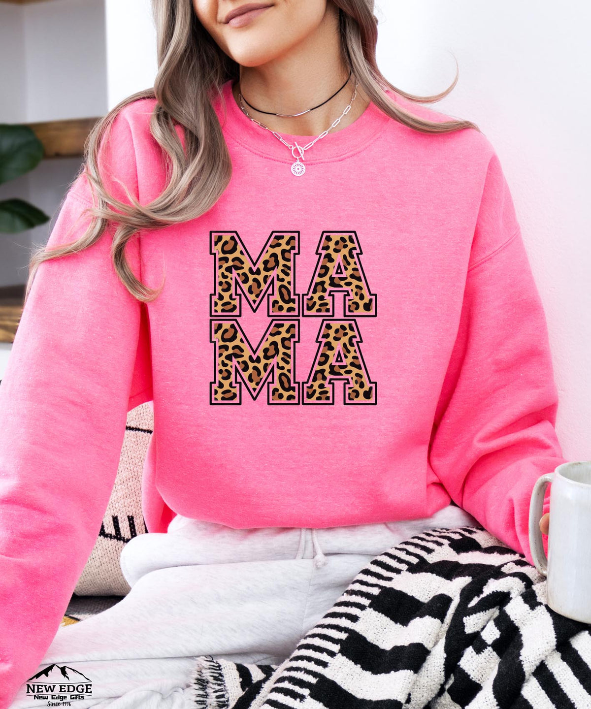 Mama Leopard Print Sweatshirt | Cozy Animal Print Crewneck for Moms | Trendy Graphic Pullover