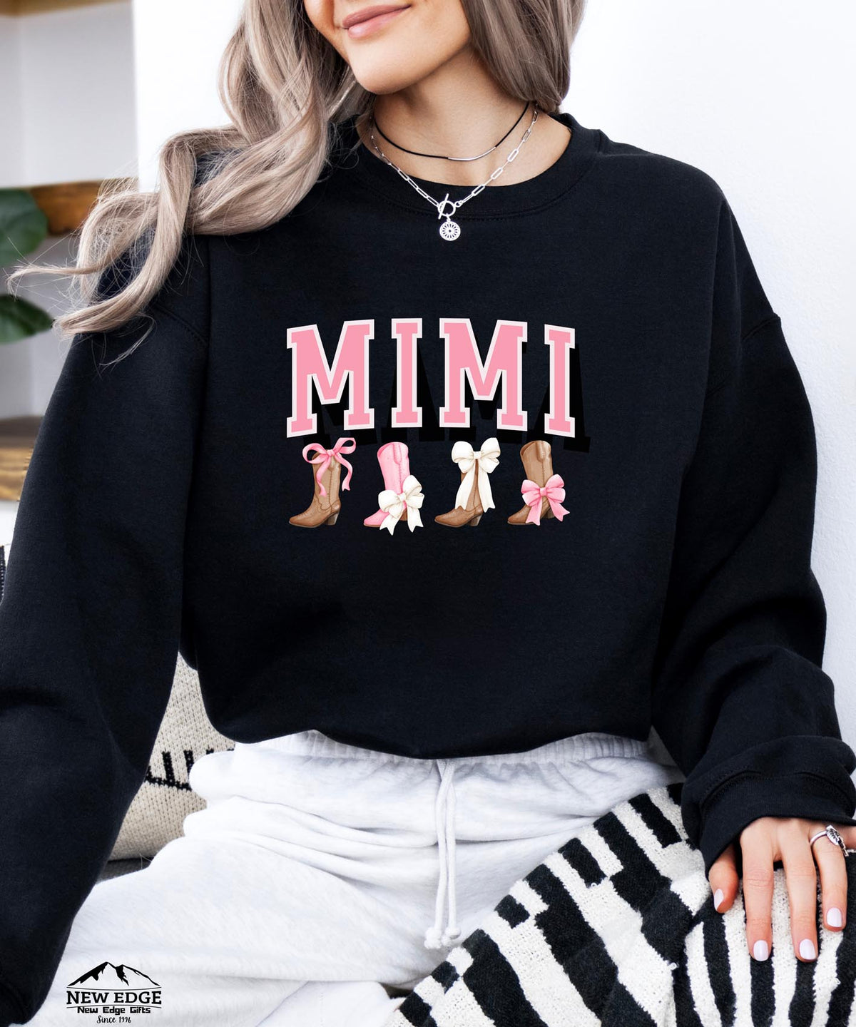 MIMI Boots and Bows Sweatshirt | Cozy Grandma Crewneck | Cute Western Style Pullover for MIMI