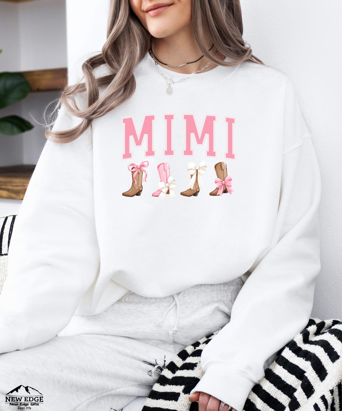 MIMI Boots and Bows Sweatshirt | Cozy Grandma Crewneck | Cute Western Style Pullover for MIMI