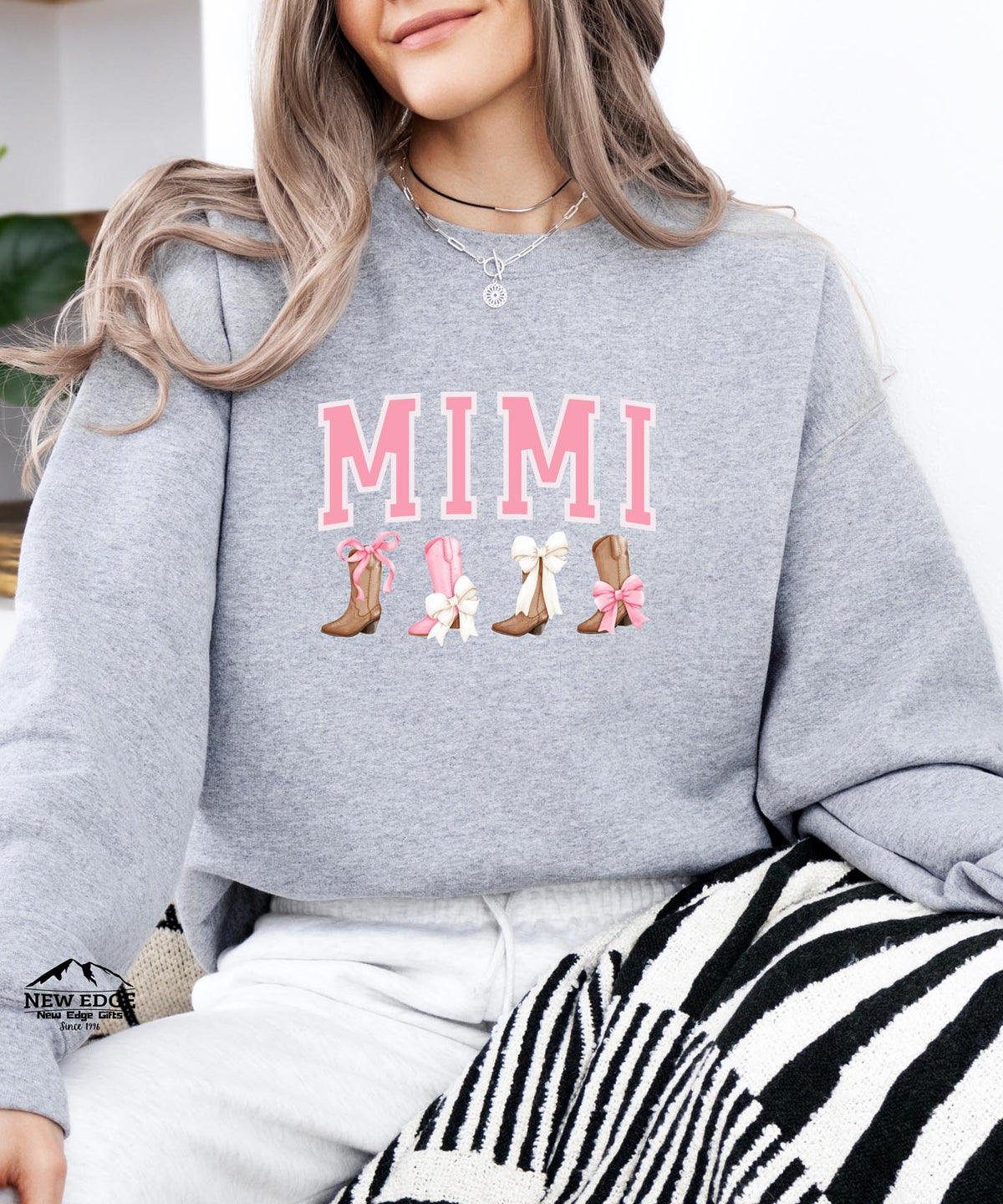 MIMI Boots and Bows Sweatshirt | Cozy Grandma Crewneck | Cute Western Style Pullover for MIMI