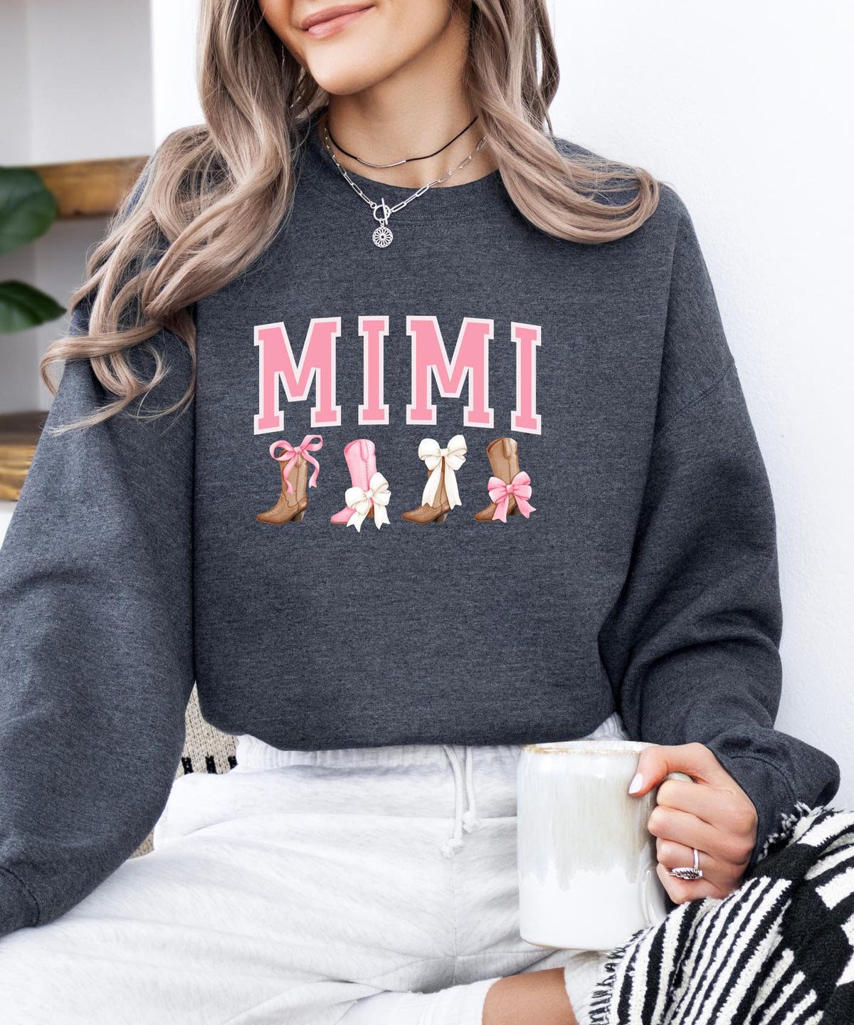 MIMI Boots and Bows Sweatshirt | Cozy Grandma Crewneck | Cute Western Style Pullover for MIMI