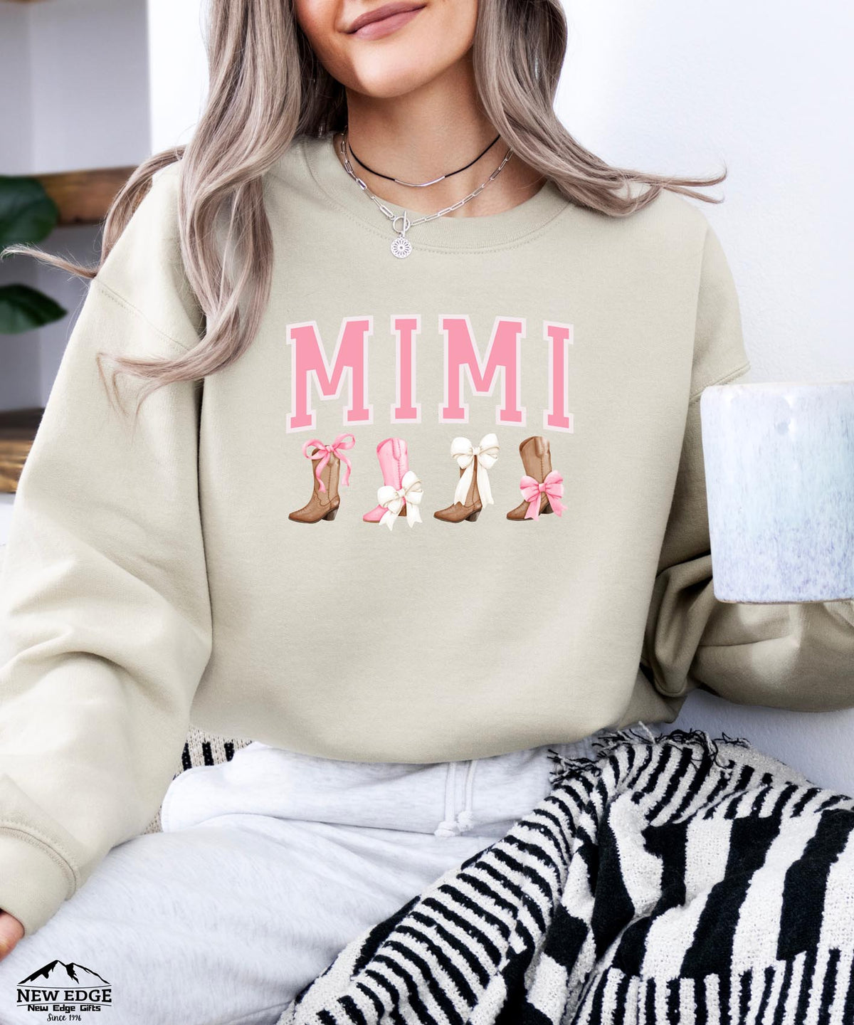 MIMI Boots and Bows Sweatshirt | Cozy Grandma Crewneck | Cute Western Style Pullover for MIMI