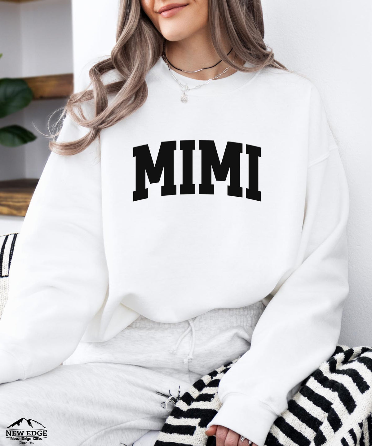 MIMI Curved Text Sweatshirt | Minimalist Grandma Crewneck | Cozy Everyday Pullover for MIMI