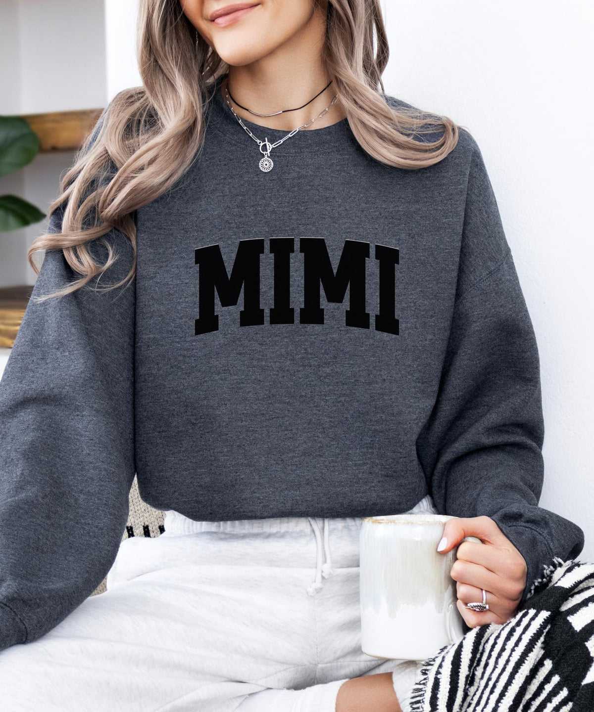 MIMI Curved Text Sweatshirt | Minimalist Grandma Crewneck | Cozy Everyday Pullover for MIMI