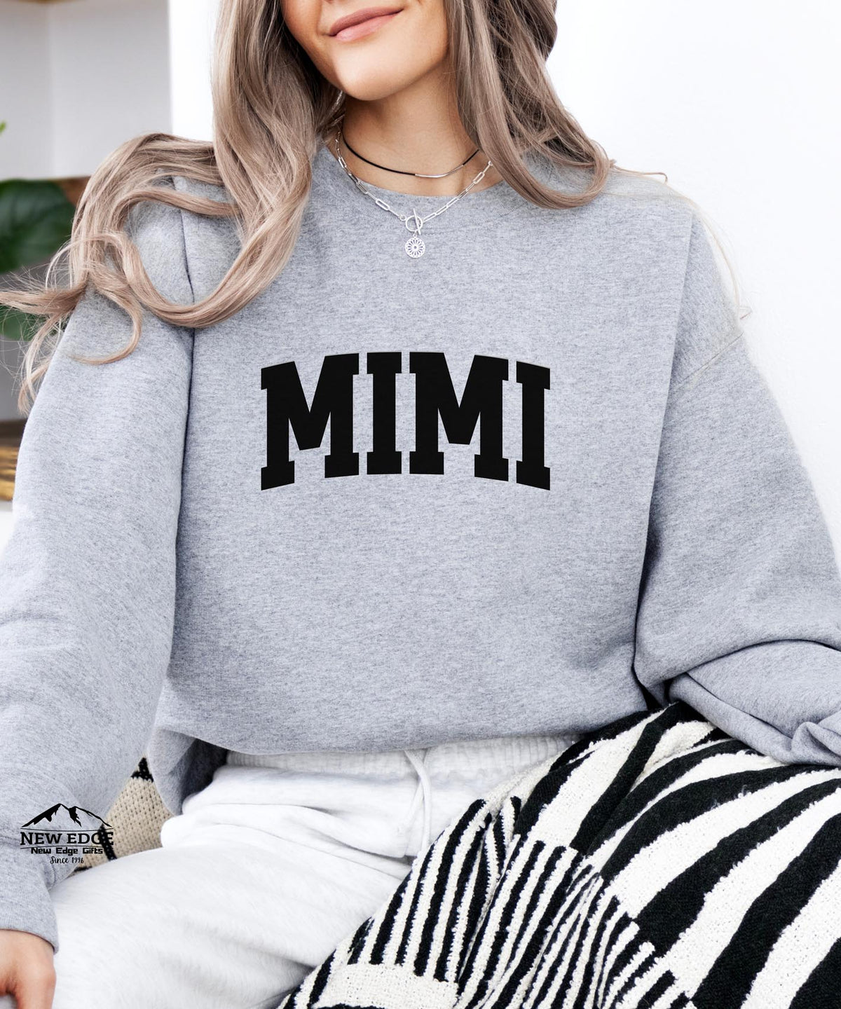 MIMI Curved Text Sweatshirt | Minimalist Grandma Crewneck | Cozy Everyday Pullover for MIMI