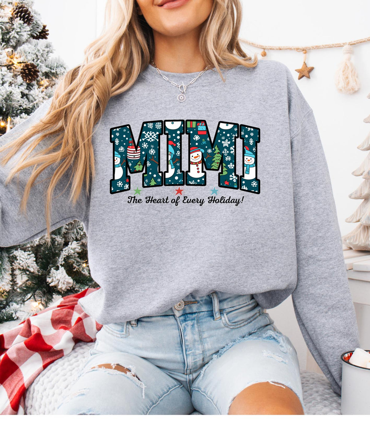 MIMI Christmas Sweatshirt | “The Heart of Every Holiday” Slogan Crewneck | Cozy Holiday Pullover for Grandma