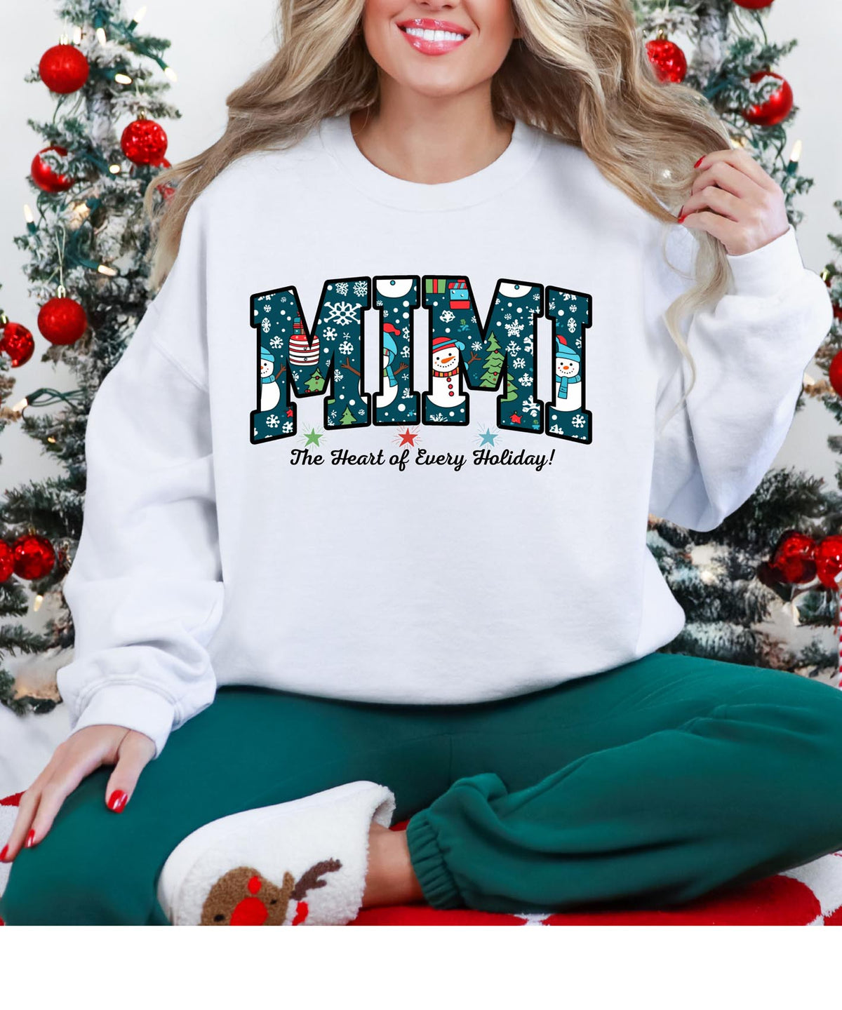 MIMI Christmas Sweatshirt | “The Heart of Every Holiday” Slogan Crewneck | Cozy Holiday Pullover for Grandma