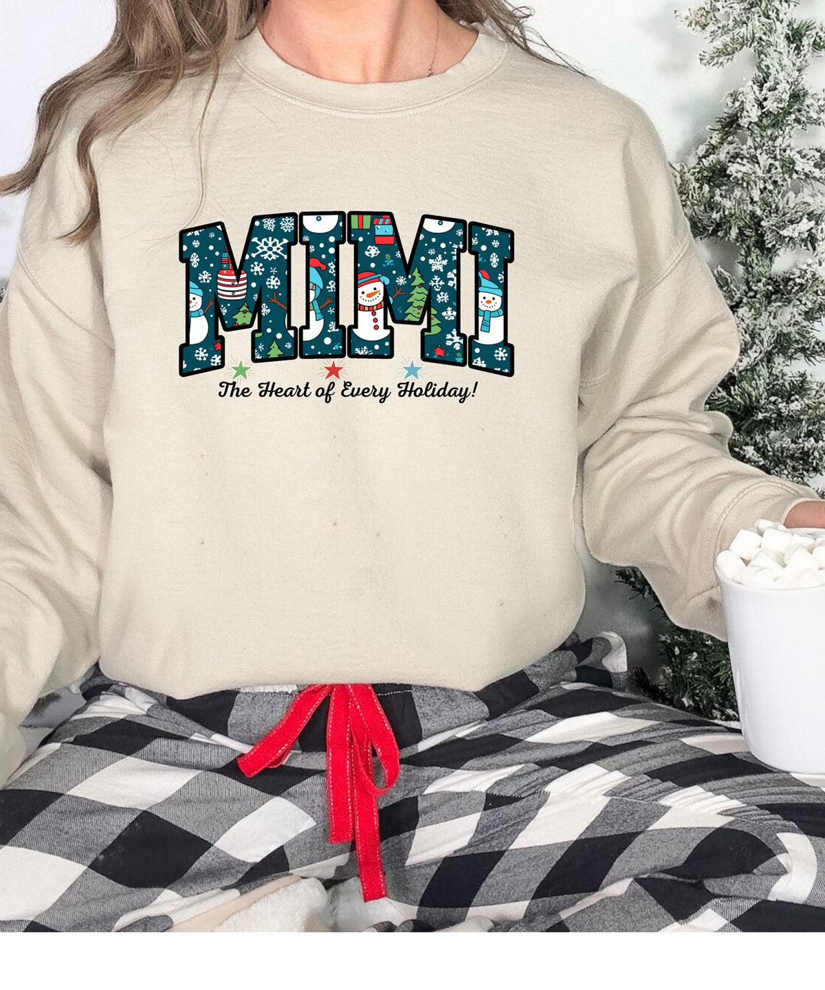 MIMI Christmas Sweatshirt | “The Heart of Every Holiday” Slogan Crewneck | Cozy Holiday Pullover for Grandma