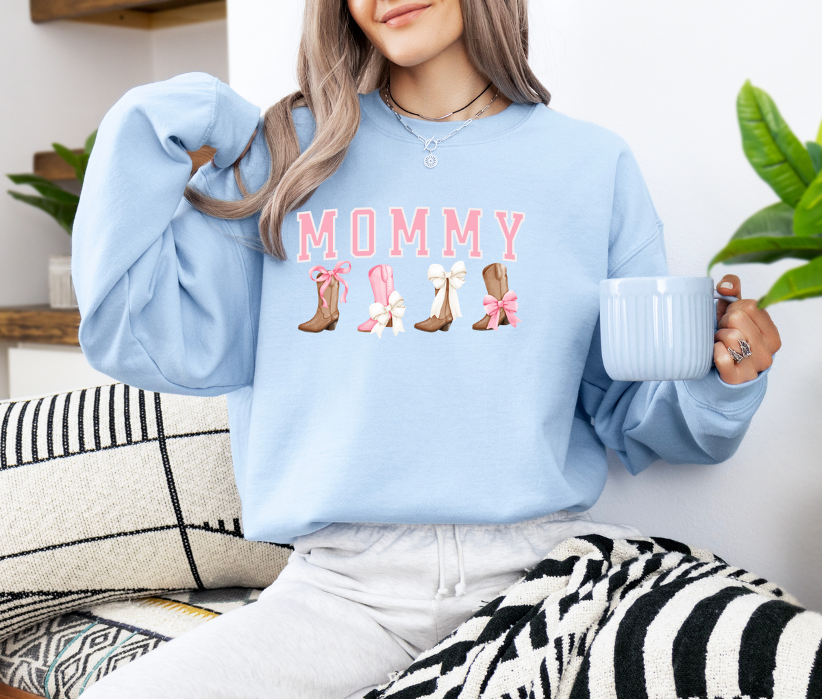 Mommy Christmas Sweatshirt with Bow | Cozy Holiday Crewneck | Festive Pullover for Moms