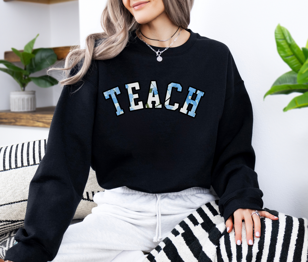 TEACH Floral Sweatshirt | Teacher Crewneck | Cozy Teacher Appreciation Gift | Cute Floral Teacher Sweater