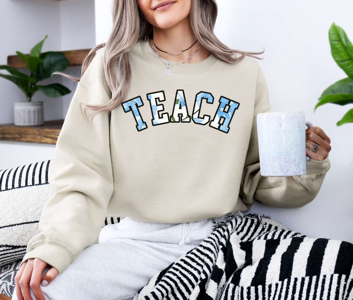 TEACH Floral Sweatshirt | Teacher Crewneck | Cozy Teacher Appreciation Gift | Cute Floral Teacher Sweater