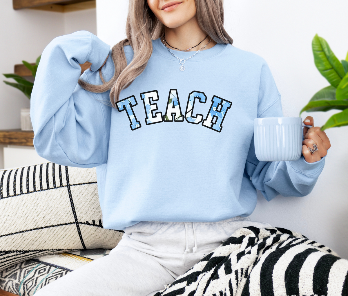 TEACH Floral Sweatshirt | Teacher Crewneck | Cozy Teacher Appreciation Gift | Cute Floral Teacher Sweater
