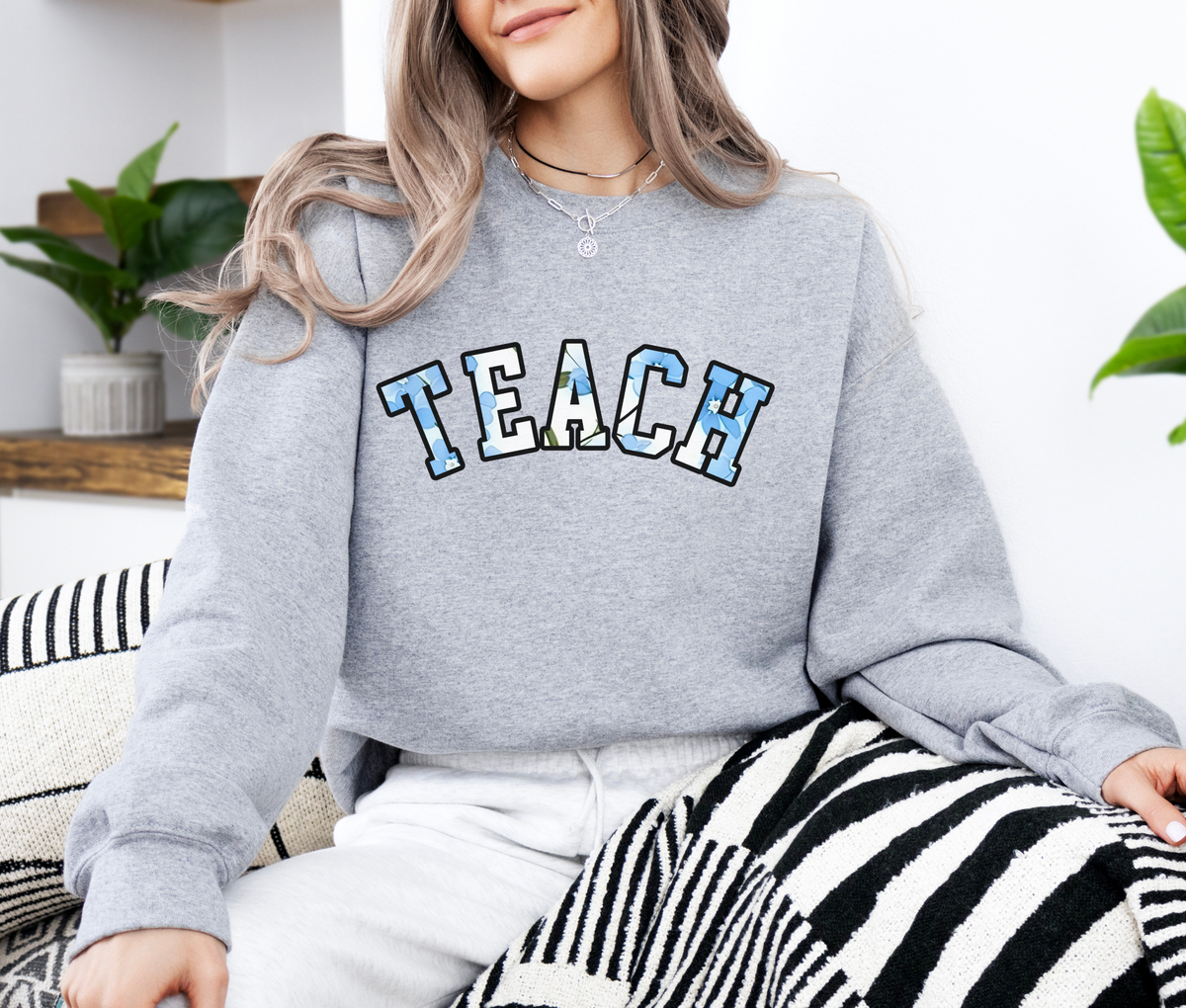 TEACH Floral Sweatshirt | Teacher Crewneck | Cozy Teacher Appreciation Gift | Cute Floral Teacher Sweater