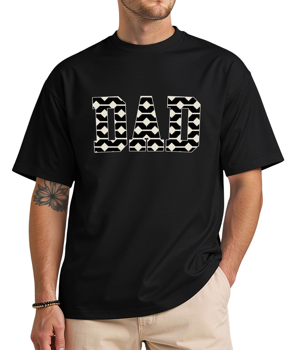 DAD Checker Retro T-Shirt – Vintage Checkered Father Tee, Cool Dad Gift, Casual Graphic Shirt