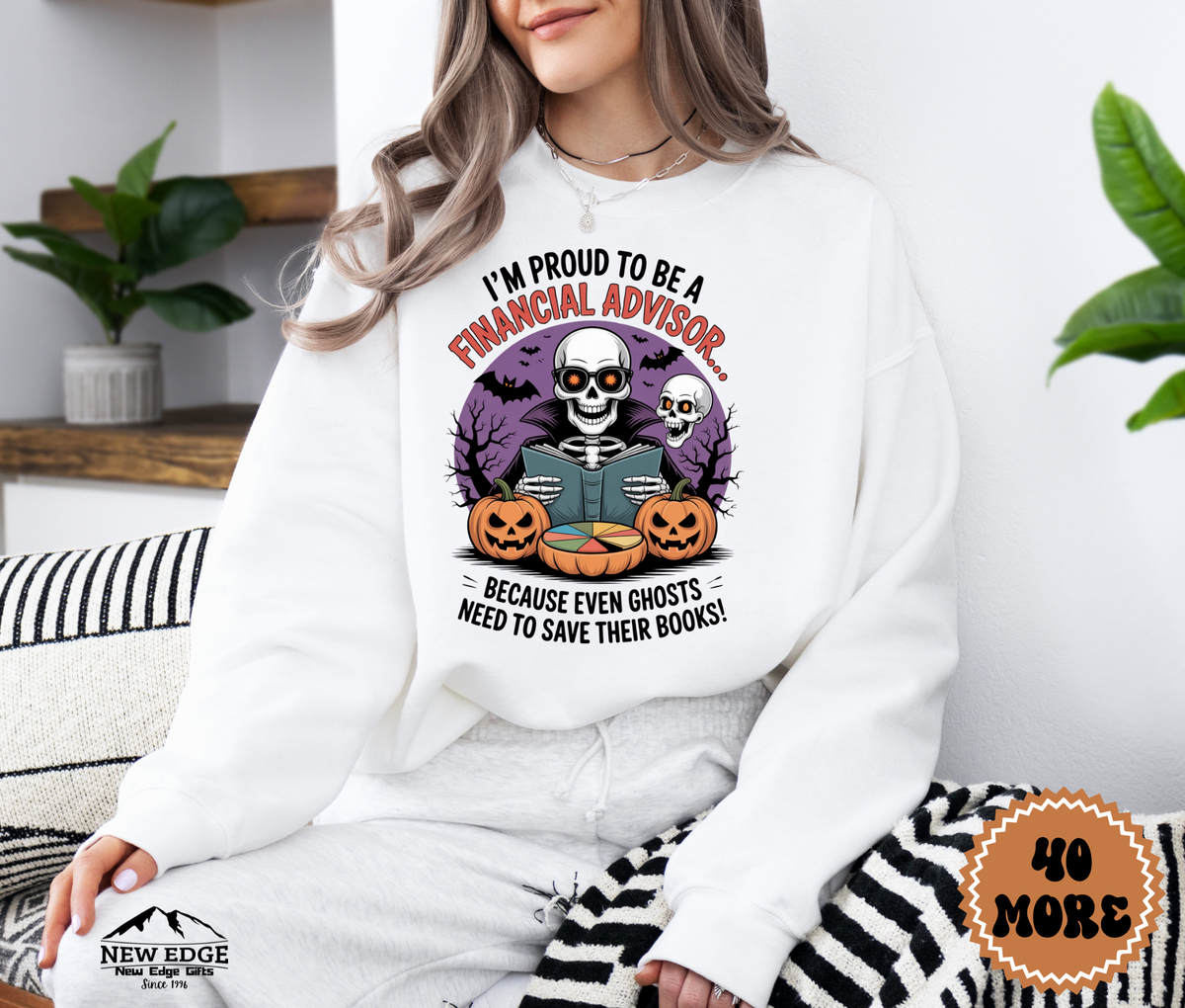 Unisex Halloween Financial Advisor Sweatshirt – “I’m Proud to be a Financial Advisor Because Even Ghosts Need to Save Their Books” Funny Profession Crewneck