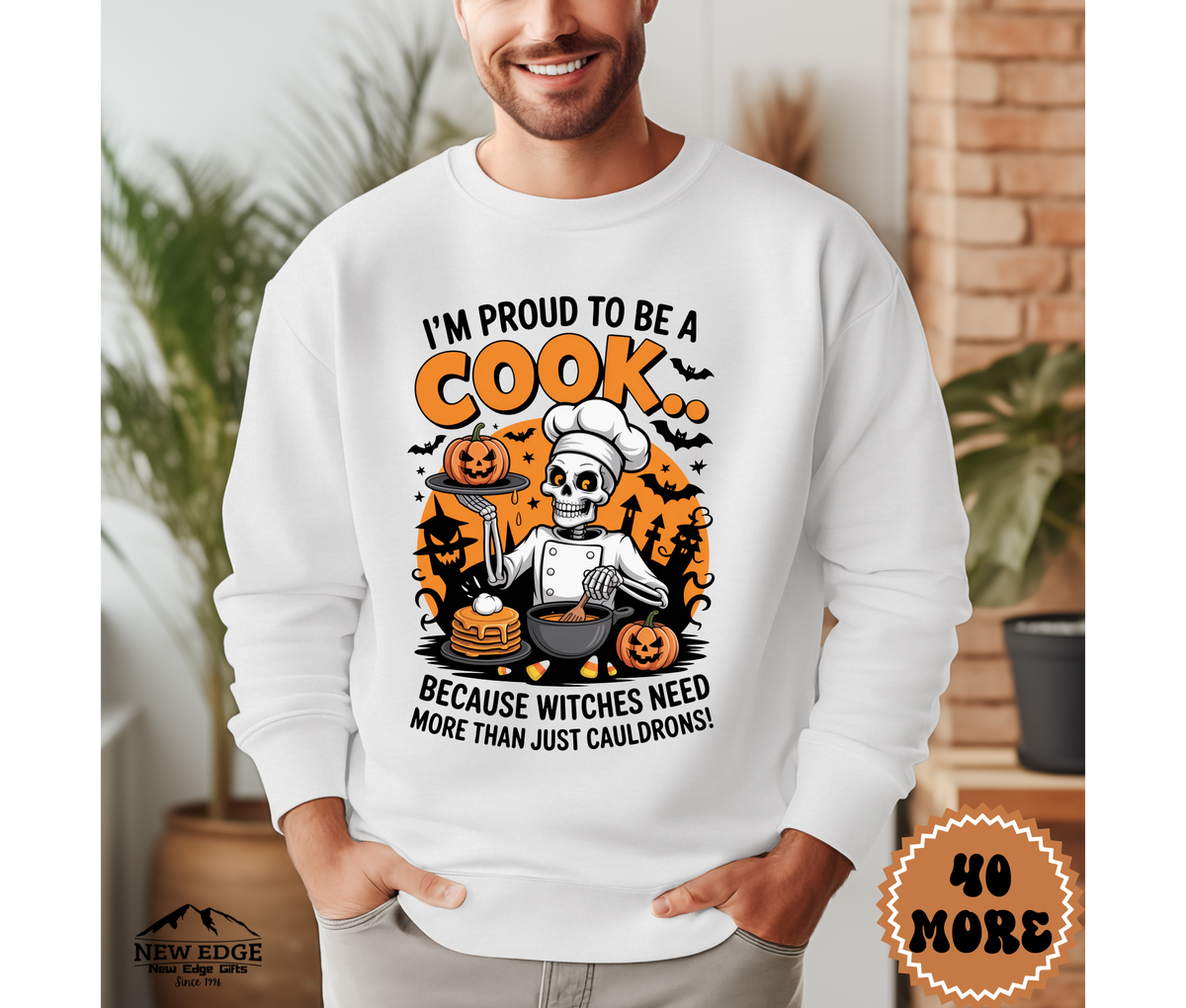 Unisex Halloween Cook Sweatshirt – “I’m Proud to be a Cook… Because Witches Need More Than Just Cauldrons” Funny Profession Crewneck