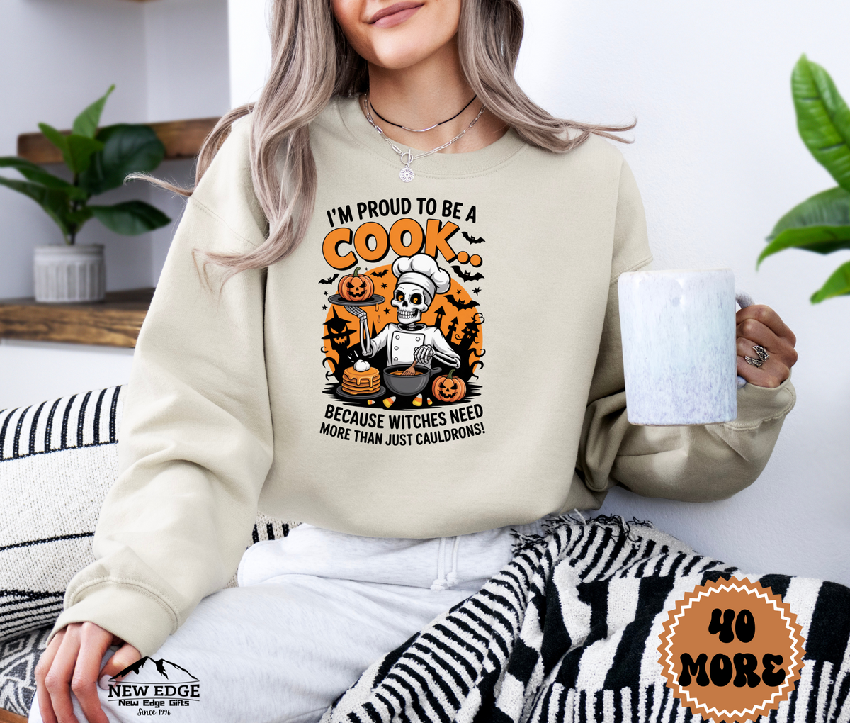 Unisex Halloween Cook Sweatshirt – “I’m Proud to be a Cook… Because Witches Need More Than Just Cauldrons” Funny Profession Crewneck