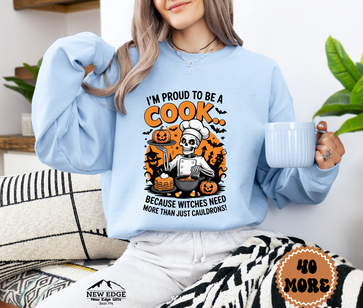 Unisex Halloween Cook Sweatshirt – “I’m Proud to be a Cook… Because Witches Need More Than Just Cauldrons” Funny Profession Crewneck