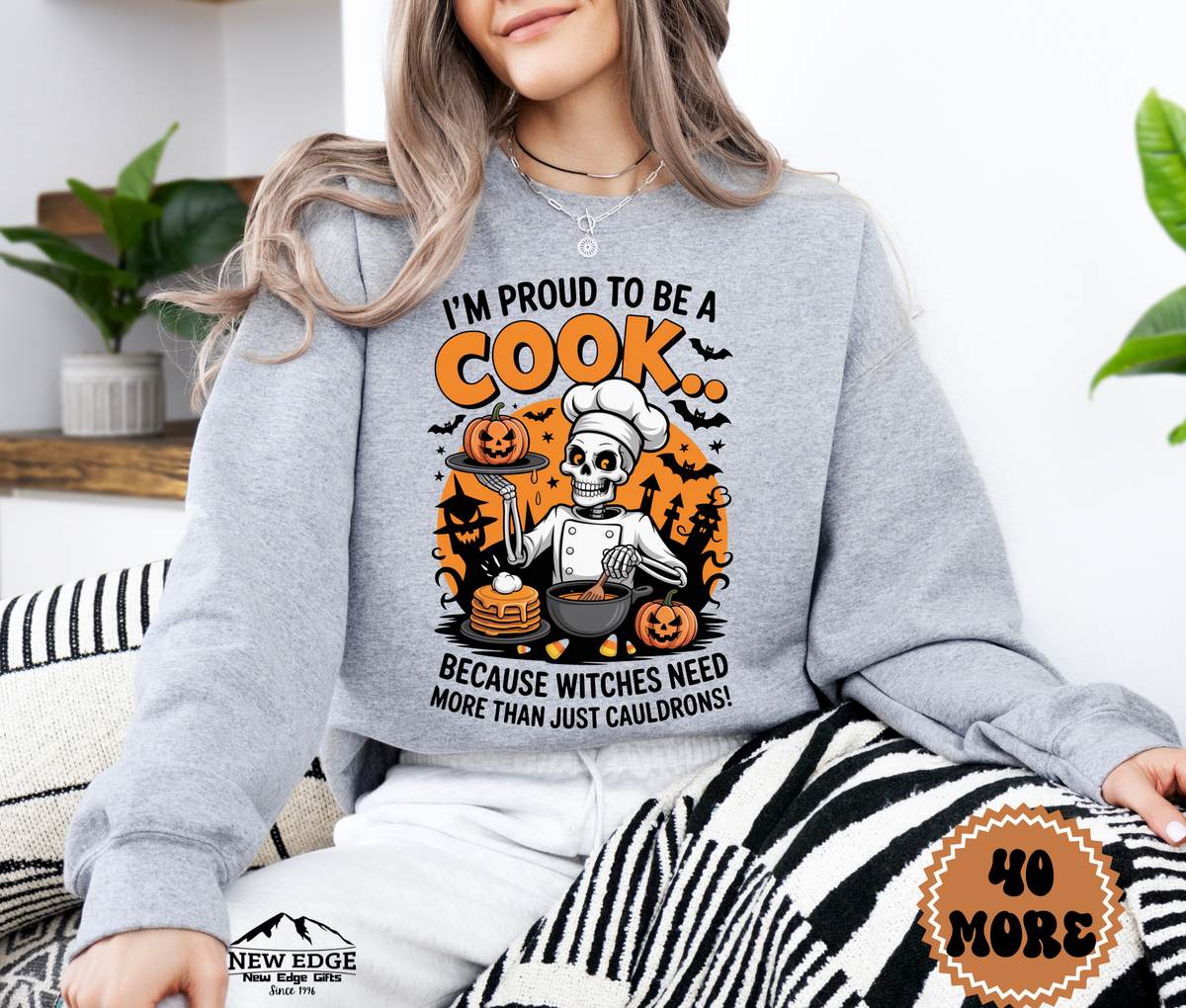 Unisex Halloween Cook Sweatshirt – “I’m Proud to be a Cook… Because Witches Need More Than Just Cauldrons” Funny Profession Crewneck