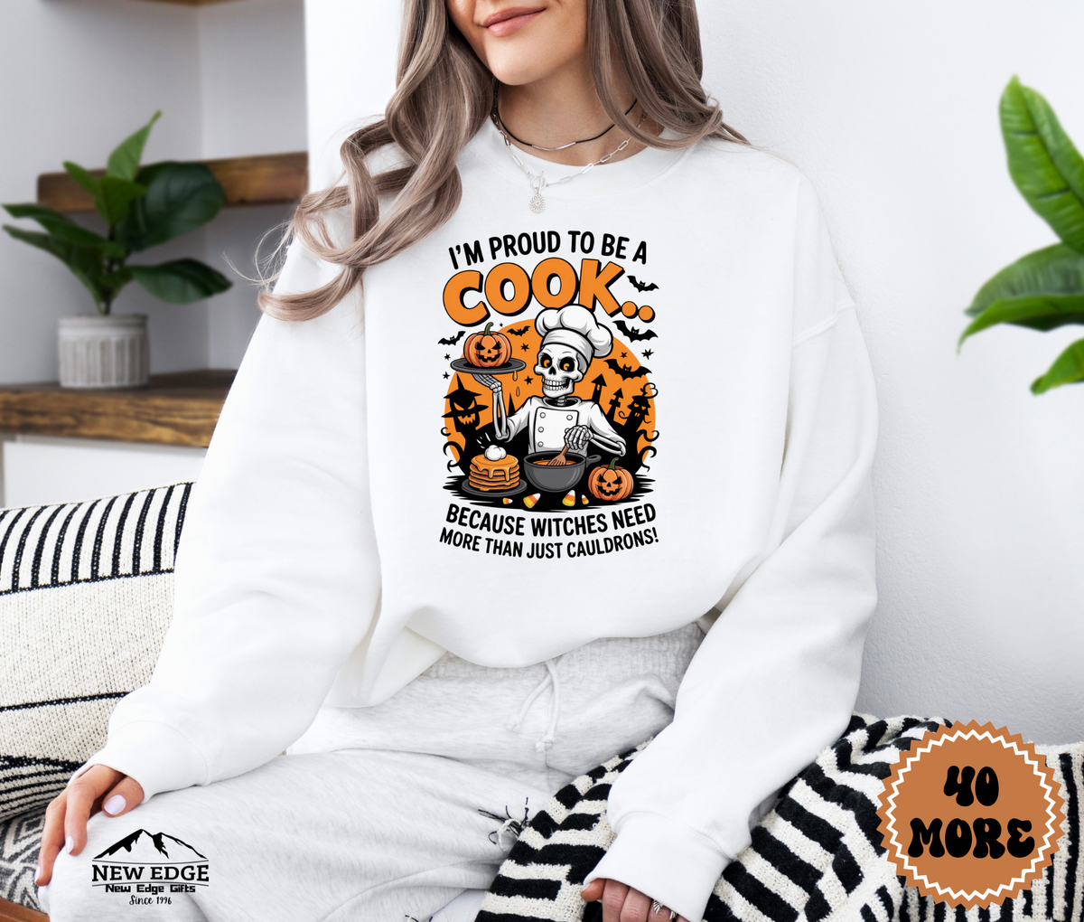 Unisex Halloween Cook Sweatshirt – “I’m Proud to be a Cook… Because Witches Need More Than Just Cauldrons” Funny Profession Crewneck