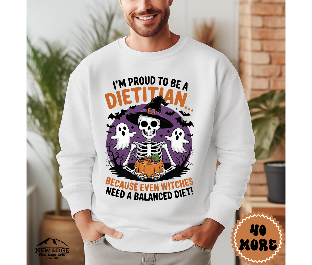 Unisex Halloween Dietitian Sweatshirt – “I’m Proud to be a Dietitian… Because Even Witches Need a Balanced Diet!” Funny Profession Crewneck