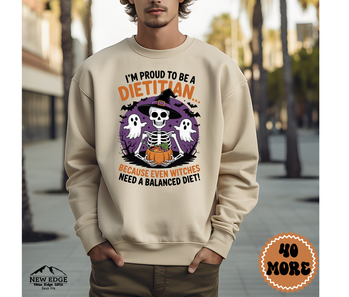 Unisex Halloween Dietitian Sweatshirt – “I’m Proud to be a Dietitian… Because Even Witches Need a Balanced Diet!” Funny Profession Crewneck