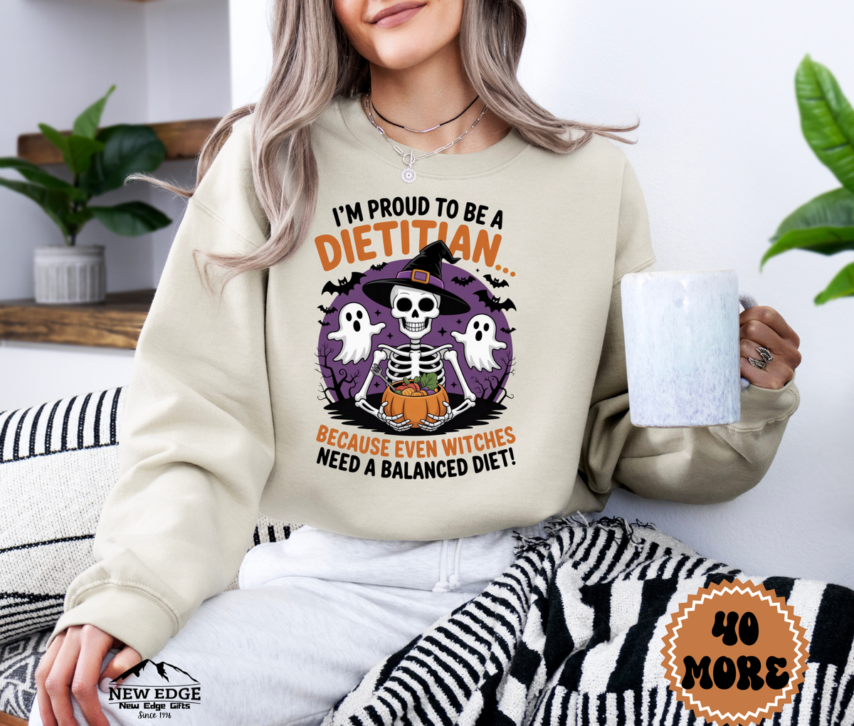 Unisex Halloween Dietitian Sweatshirt – “I’m Proud to be a Dietitian… Because Even Witches Need a Balanced Diet!” Funny Profession Crewneck