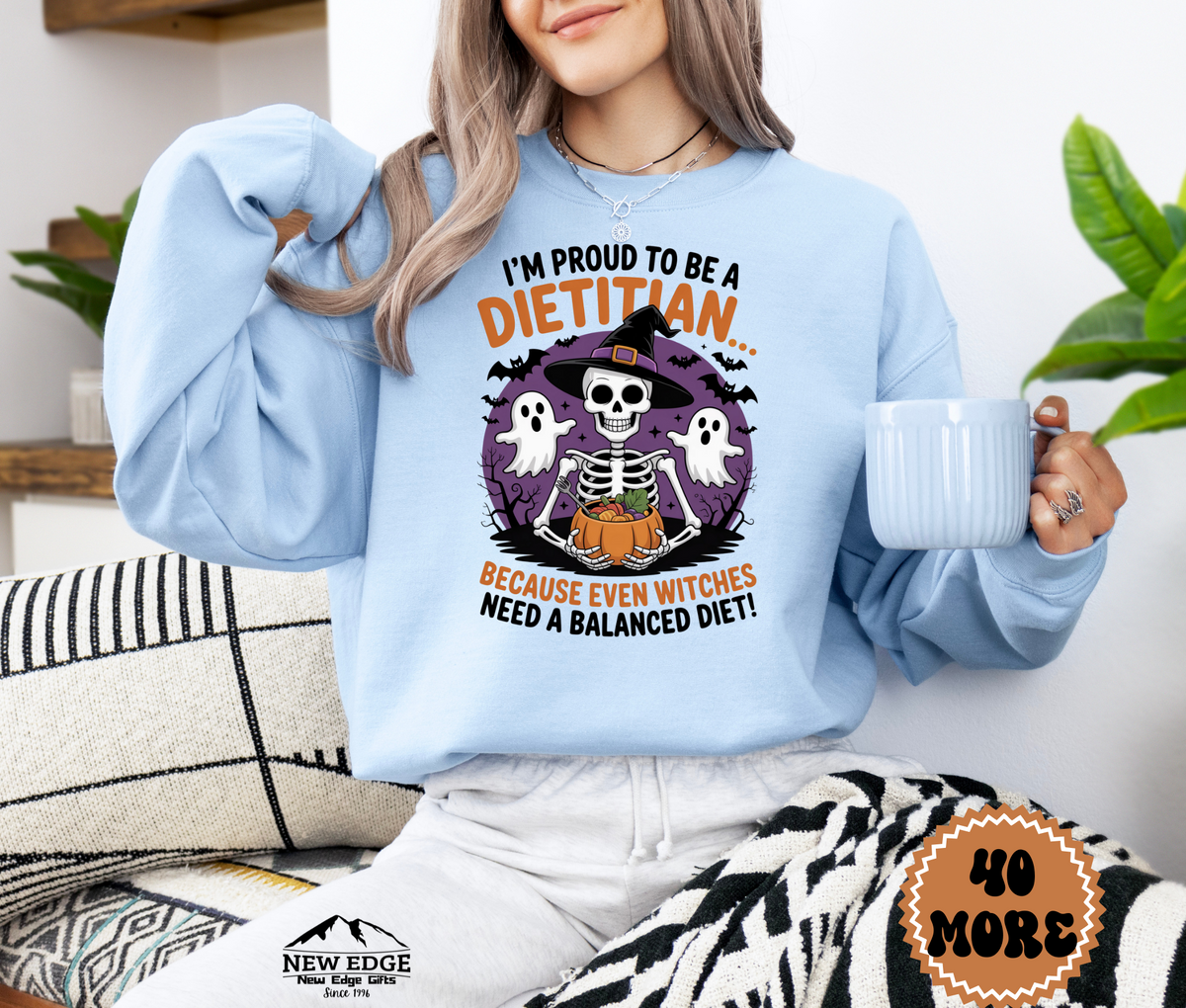 Unisex Halloween Dietitian Sweatshirt – “I’m Proud to be a Dietitian… Because Even Witches Need a Balanced Diet!” Funny Profession Crewneck