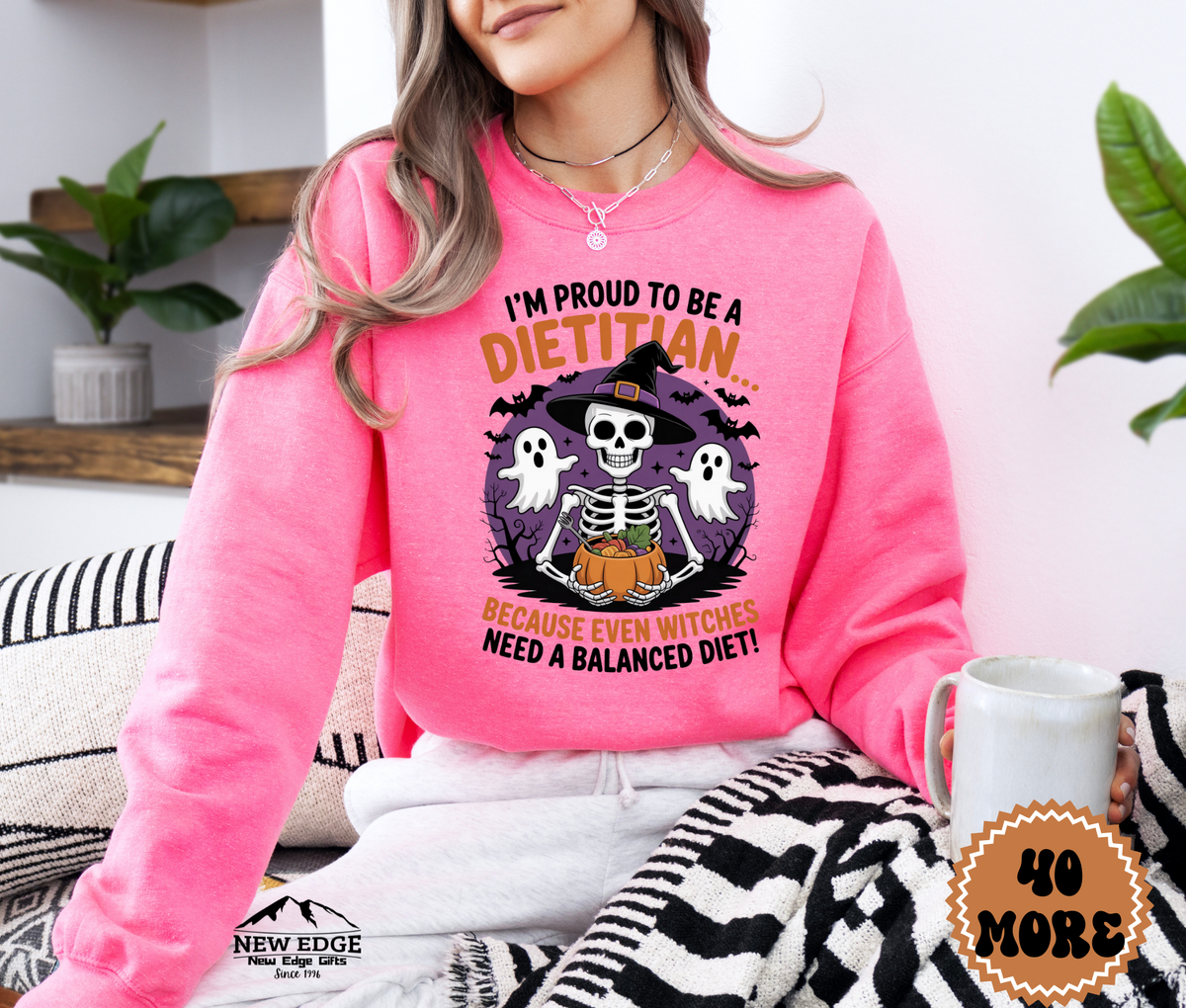 Unisex Halloween Dietitian Sweatshirt – “I’m Proud to be a Dietitian… Because Even Witches Need a Balanced Diet!” Funny Profession Crewneck