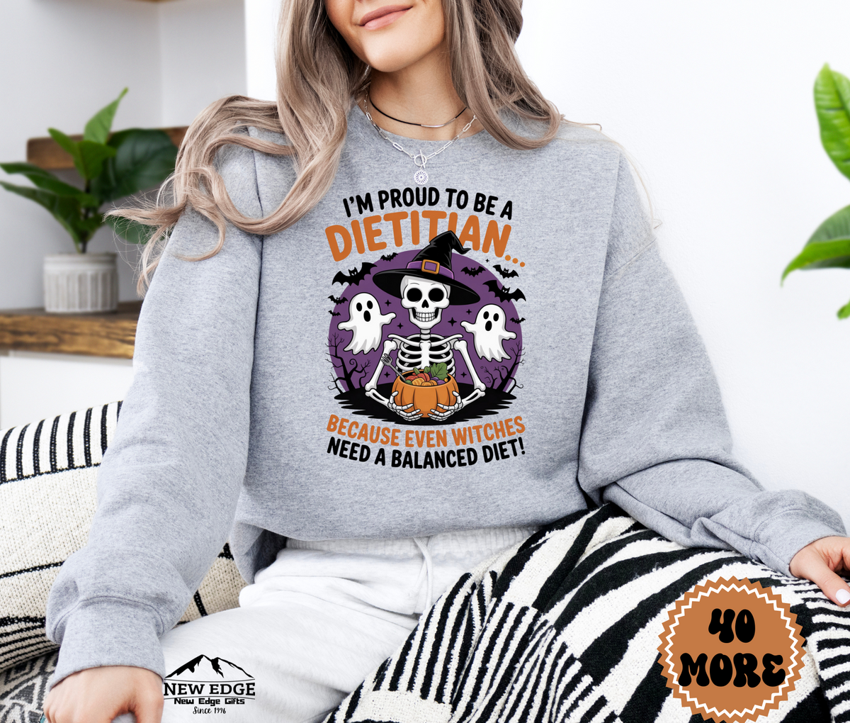 Unisex Halloween Dietitian Sweatshirt – “I’m Proud to be a Dietitian… Because Even Witches Need a Balanced Diet!” Funny Profession Crewneck