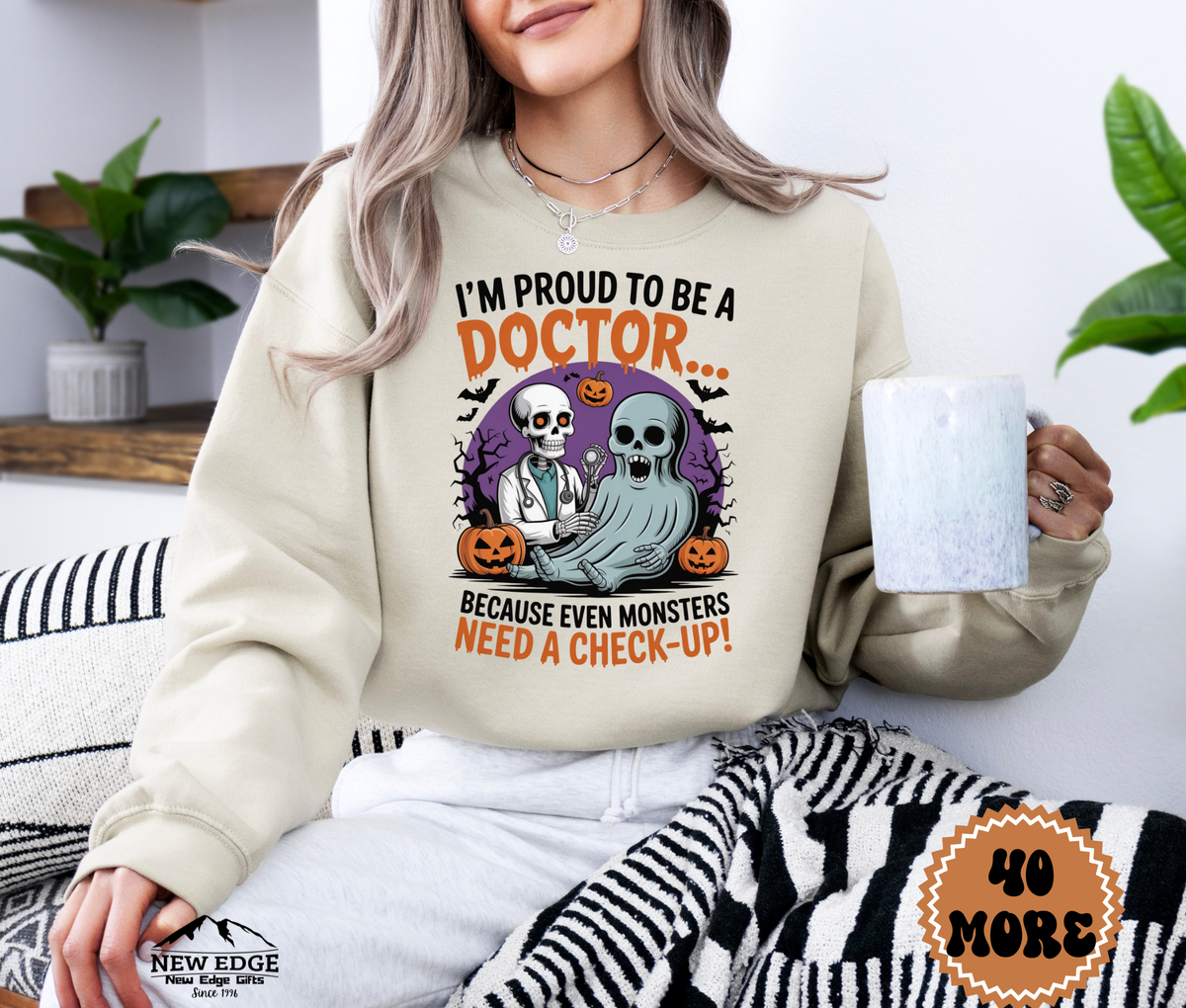 Unisex Halloween Doctor Sweatshirt – “I’m Proud to be a Doctor… Because Even Monsters Need a Check-Up!” Funny Profession Crewneck
