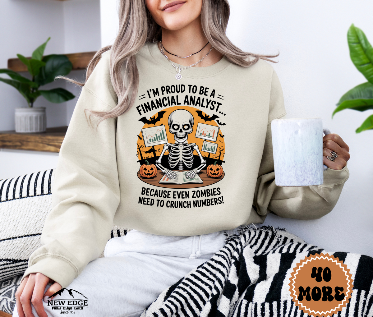 Unisex Halloween Financial Analyst Sweatshirt – “I’m Proud to be a Financial Analyst… Because Even Zombies Need to Crunch Numbers!” Funny Profession Crewneck