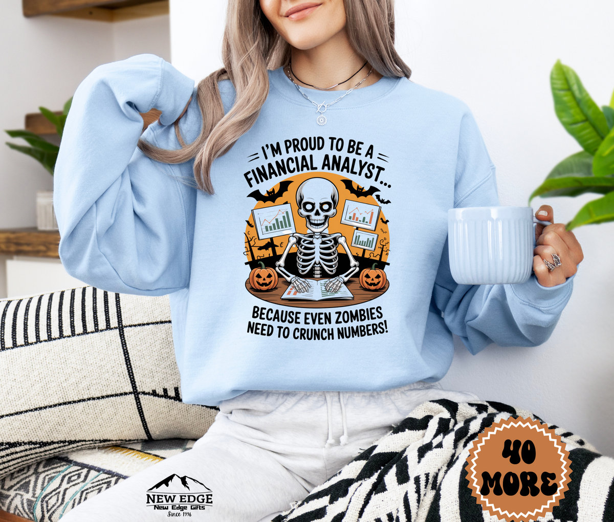 Unisex Halloween Financial Analyst Sweatshirt – “I’m Proud to be a Financial Analyst… Because Even Zombies Need to Crunch Numbers!” Funny Profession Crewneck