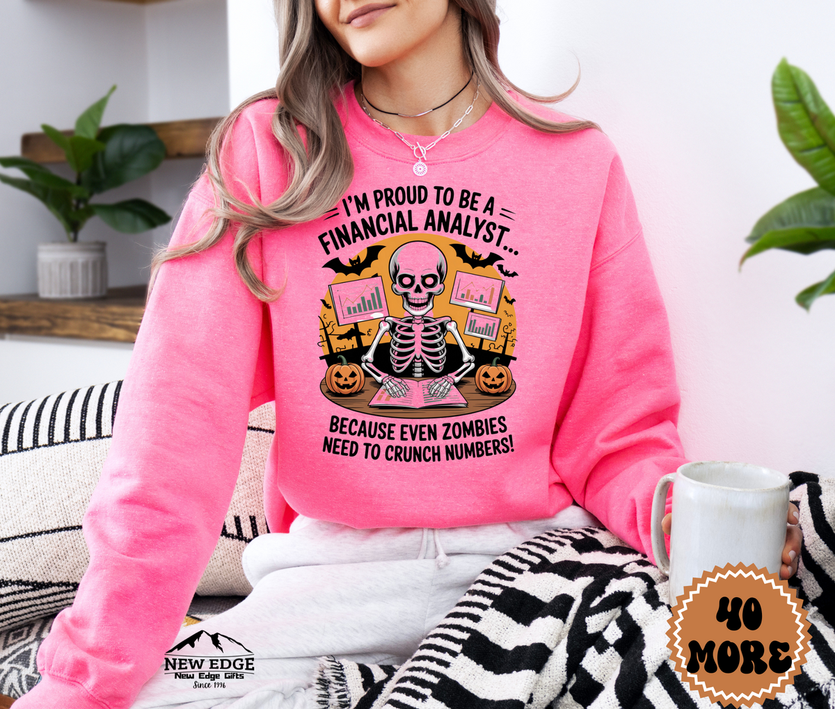 Unisex Halloween Financial Analyst Sweatshirt – “I’m Proud to be a Financial Analyst… Because Even Zombies Need to Crunch Numbers!” Funny Profession Crewneck