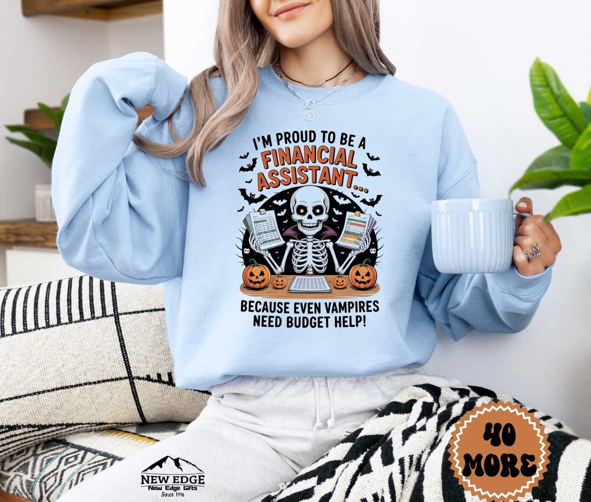 Unisex Halloween Financial Assistant Sweatshirt – “I’m Proud to be a Financial Assistant… Because Even Vampires Need Budget Help!” Funny Profession Crewneck