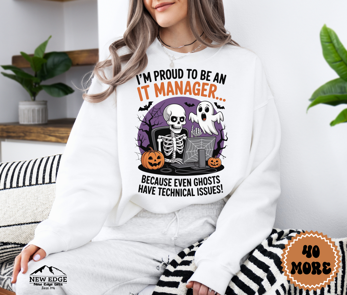Unisex Halloween IT Manager Sweatshirt – “I’m Proud to be an IT Manager… Because Even Ghosts Have Technical Issues!” Funny Tech Profession Crewneck