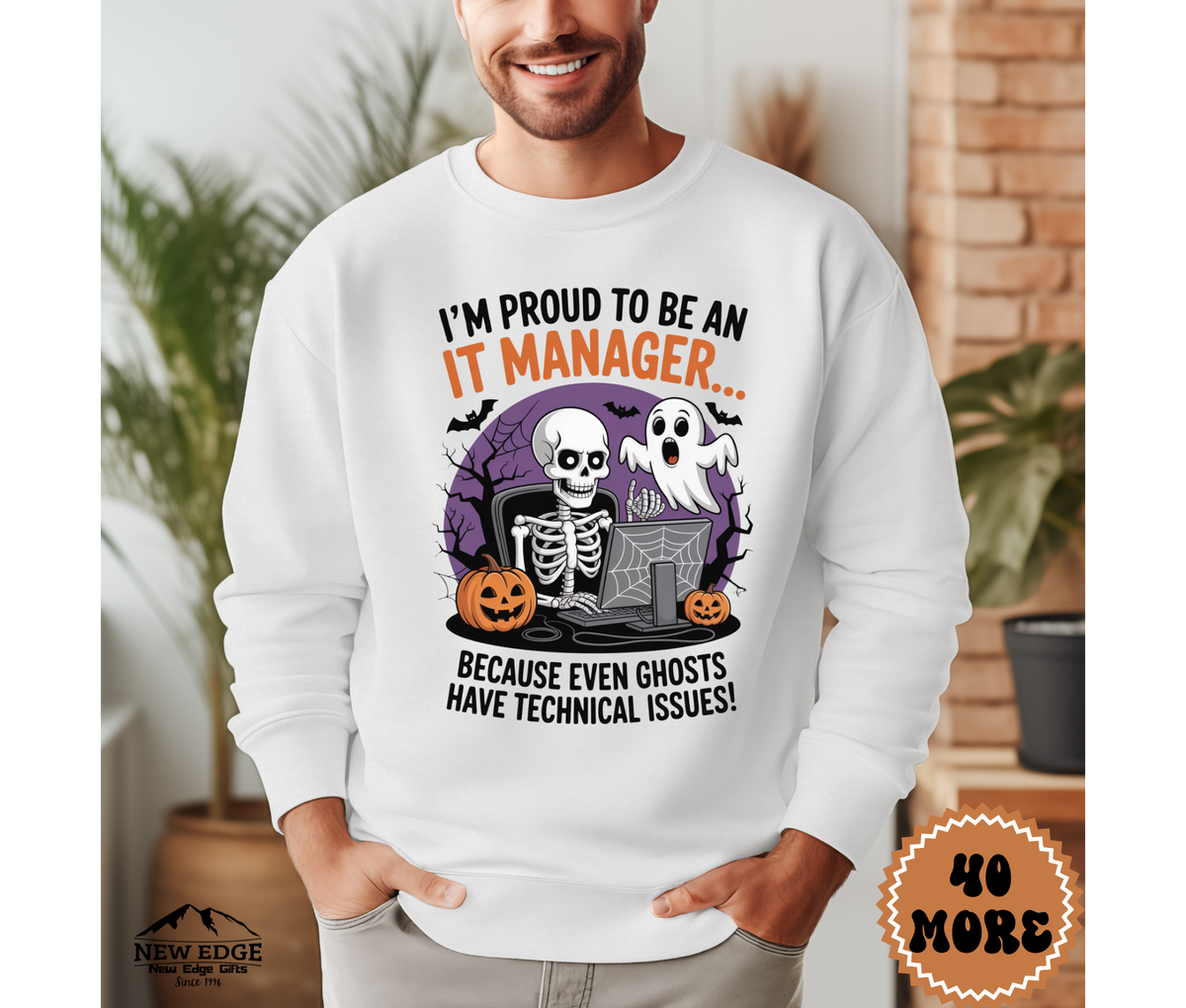 Unisex Halloween IT Manager Sweatshirt – “I’m Proud to be an IT Manager… Because Even Ghosts Have Technical Issues!” Funny Tech Profession Crewneck
