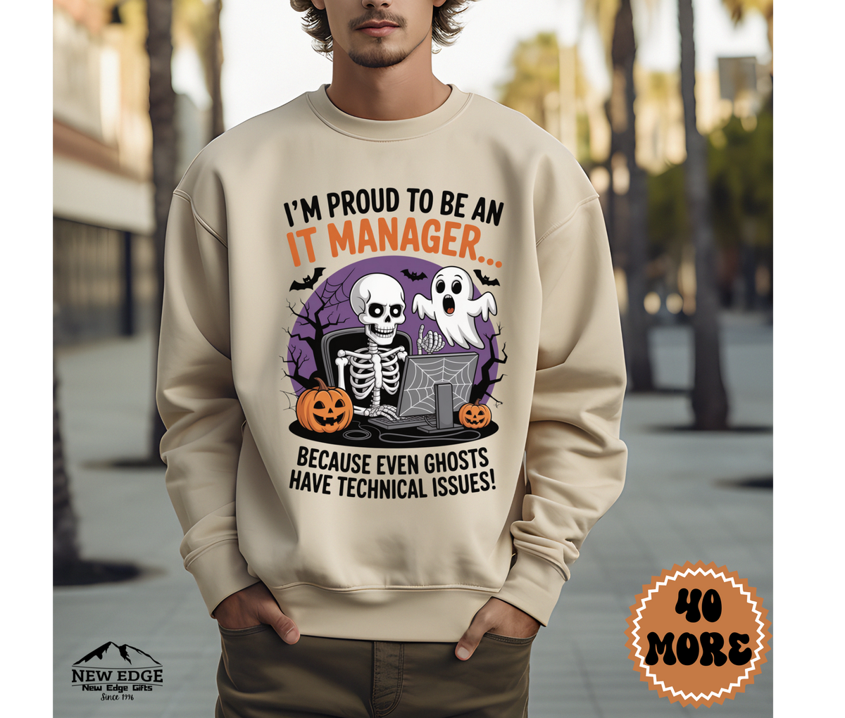 Unisex Halloween IT Manager Sweatshirt – “I’m Proud to be an IT Manager… Because Even Ghosts Have Technical Issues!” Funny Tech Profession Crewneck