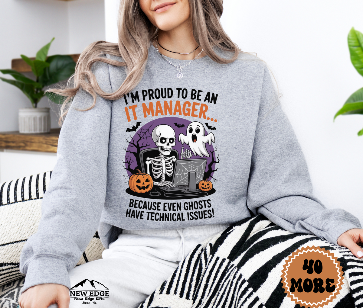 Unisex Halloween IT Manager Sweatshirt – “I’m Proud to be an IT Manager… Because Even Ghosts Have Technical Issues!” Funny Tech Profession Crewneck