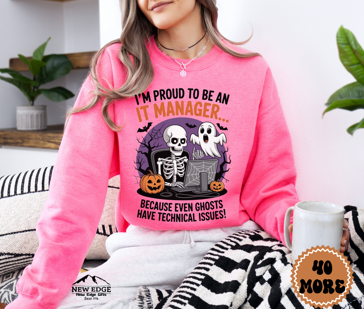 Unisex Halloween IT Manager Sweatshirt – “I’m Proud to be an IT Manager… Because Even Ghosts Have Technical Issues!” Funny Tech Profession Crewneck