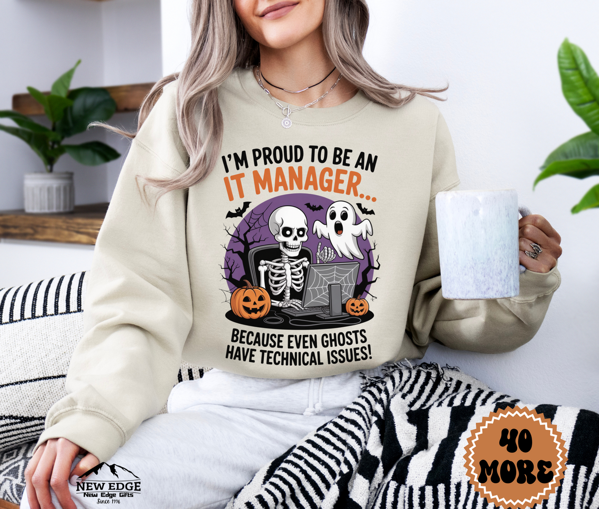 Unisex Halloween IT Manager Sweatshirt – “I’m Proud to be an IT Manager… Because Even Ghosts Have Technical Issues!” Funny Tech Profession Crewneck