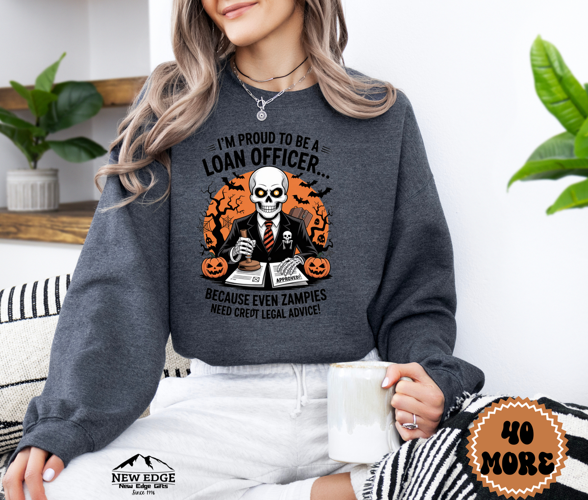 Unisex Halloween Loan Officer Sweatshirt – “I’m Proud to be a Loan Officer… Because Even Zombies Need Credit Approval!” Funny Profession Crewneck